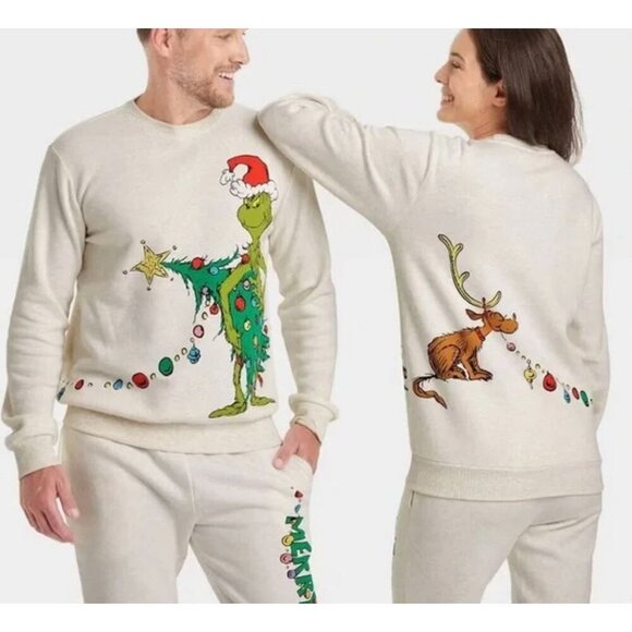 Target Christmas Adult The Grinch Graphic Sweatshirt/Sweatpants Set Size Various - Picture 1 of 14